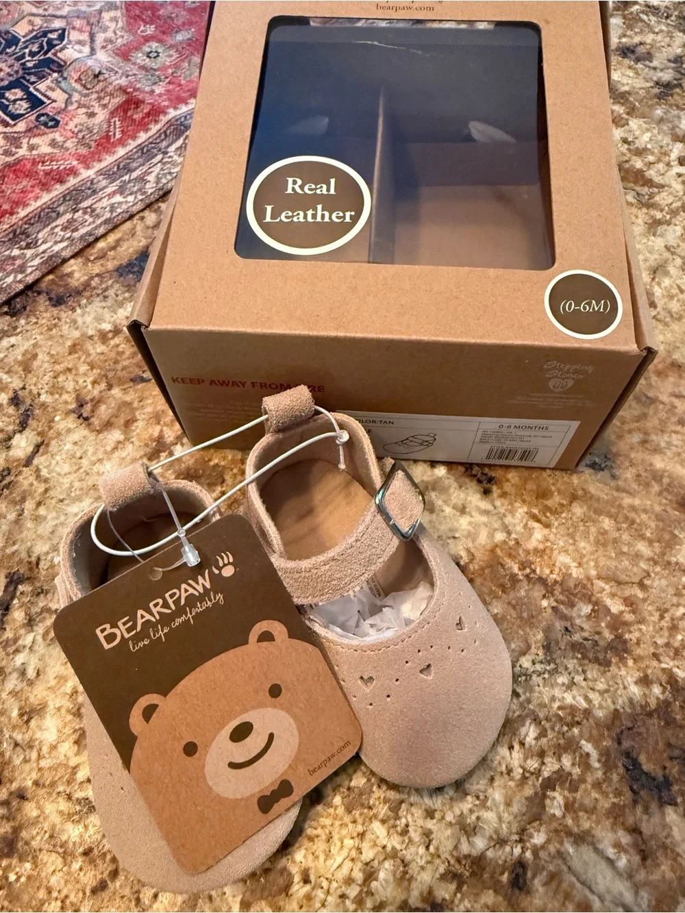 BearPaw Infant Leather Stepping Stones  Mary Jane Size 0-6 Mo.  Pink Shoes NEW
